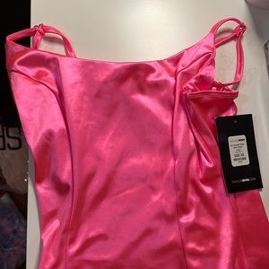 Fashion Nova So Smooth Satin Mini Dress in neon pink. Never worn.